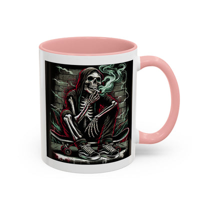 Gothic Skeleton Coffee Mug - Perfect for Halloween Decor, Gift for Skaters, Unique Drinkware, Spooky Vibe, 11 & 15oz Options