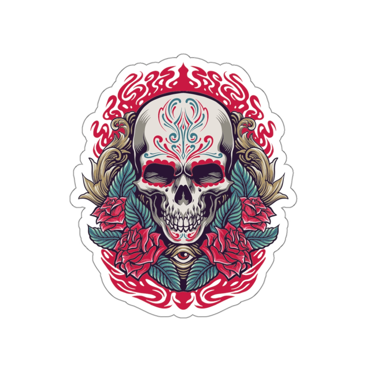 Vibrant Skull Die-Cut Stickers | Gothic Decor, Art Gifts, Laptop Stickers, Festivals, Unique Accessories