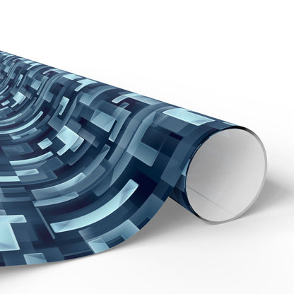 Modern Geometric Wrapping Paper Roll, Blue Abstract Gift Wrap, Stylish Packaging for All Occasions, Birthday, Holiday, Wedding, Celebration