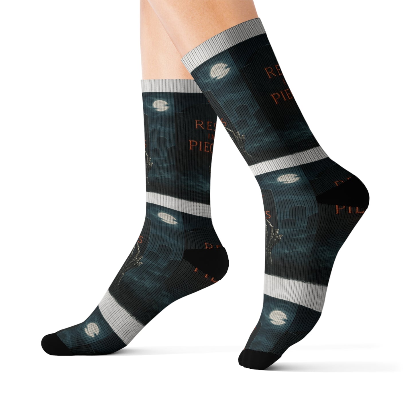 Gothic Themed Sublimation Socks, Perfect Gift for Halloween, Cosplay Accessories, Comfortable Footwear, Unique Fashion, Rest in Pieces