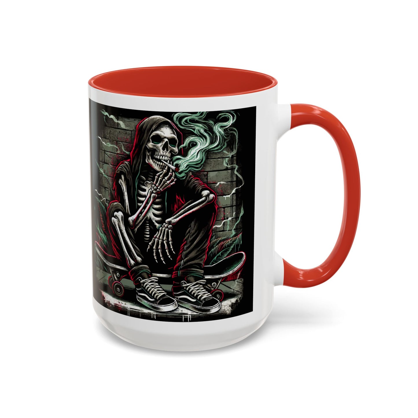 Gothic Skeleton Coffee Mug - Perfect for Halloween Decor, Gift for Skaters, Unique Drinkware, Spooky Vibe, 11 & 15oz Options
