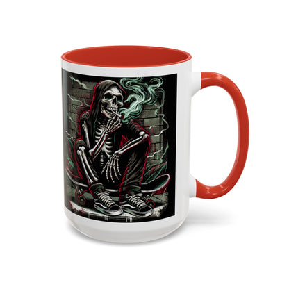 Gothic Skeleton Coffee Mug - Perfect for Halloween Decor, Gift for Skaters, Unique Drinkware, Spooky Vibe, 11 & 15oz Options