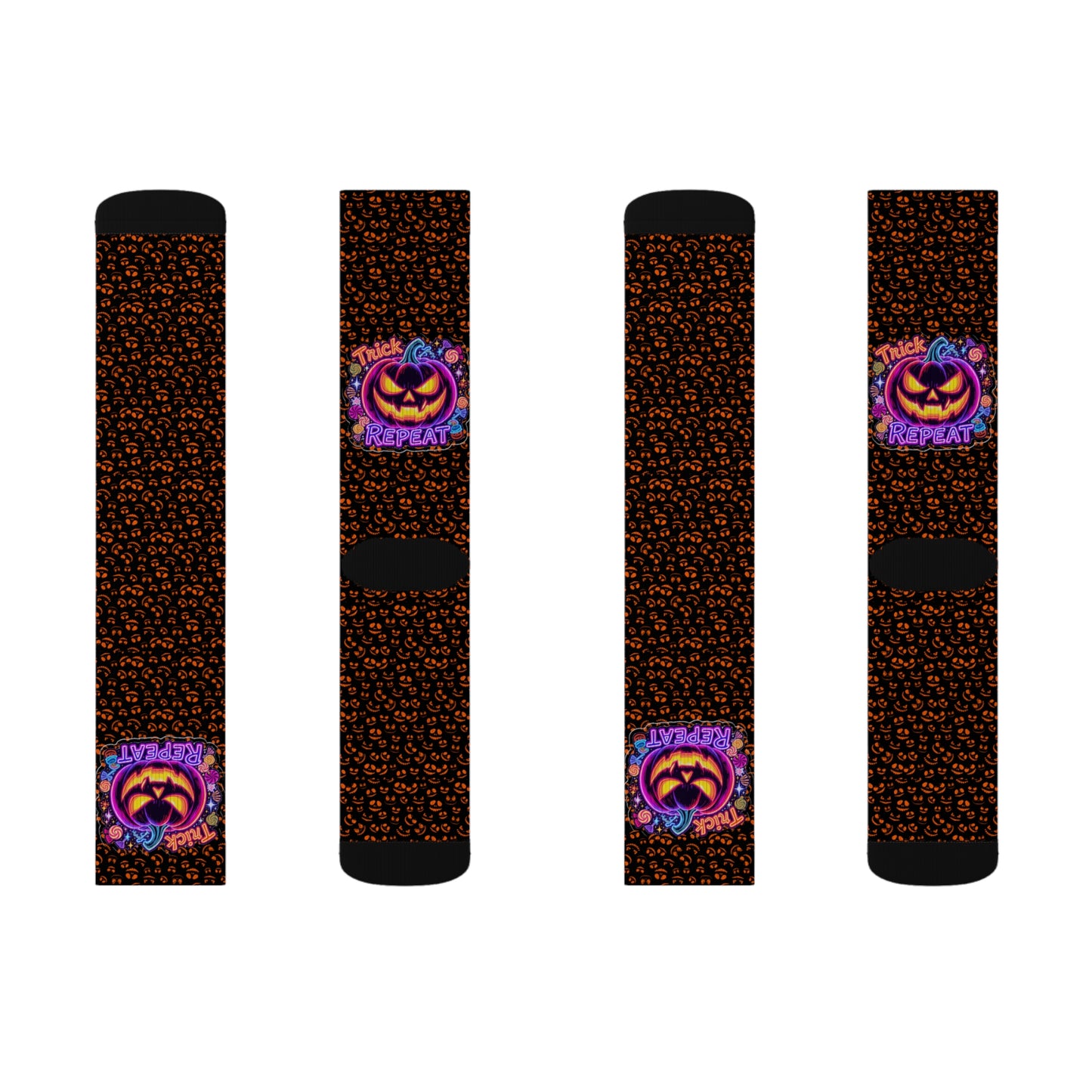 Halloween Themed Sublimation Socks, Custom Graphic Socks, Fun Holiday Gift, Trick or Treat Socks, Cozy Autumn Accessories