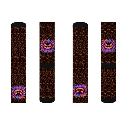 Halloween Themed Sublimation Socks, Custom Graphic Socks, Fun Holiday Gift, Trick or Treat Socks, Cozy Autumn Accessories