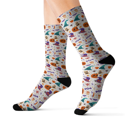 Cheerful Sublimation Socks for Fun Days, Colorful Holiday Sock Gift, Cute Patterned Crew Socks, Seasonal Celebrations, Whimsical Socks