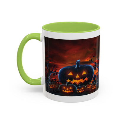Halloween Pumpkin Accent Mug, Spooky Coffee Cup, Fall Decor, Trick or Treat Gift, Dark Themed Drinkware, Halloween 2023,