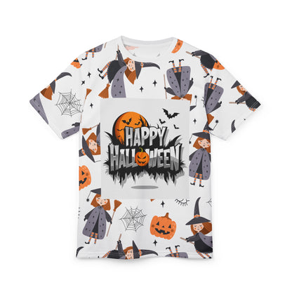 Halloween Unisex Tee, Festive Witch Theme, Spooky Casual Wear, Perfect for Halloween Parties, Trick or Treat Fun, All-Over Print