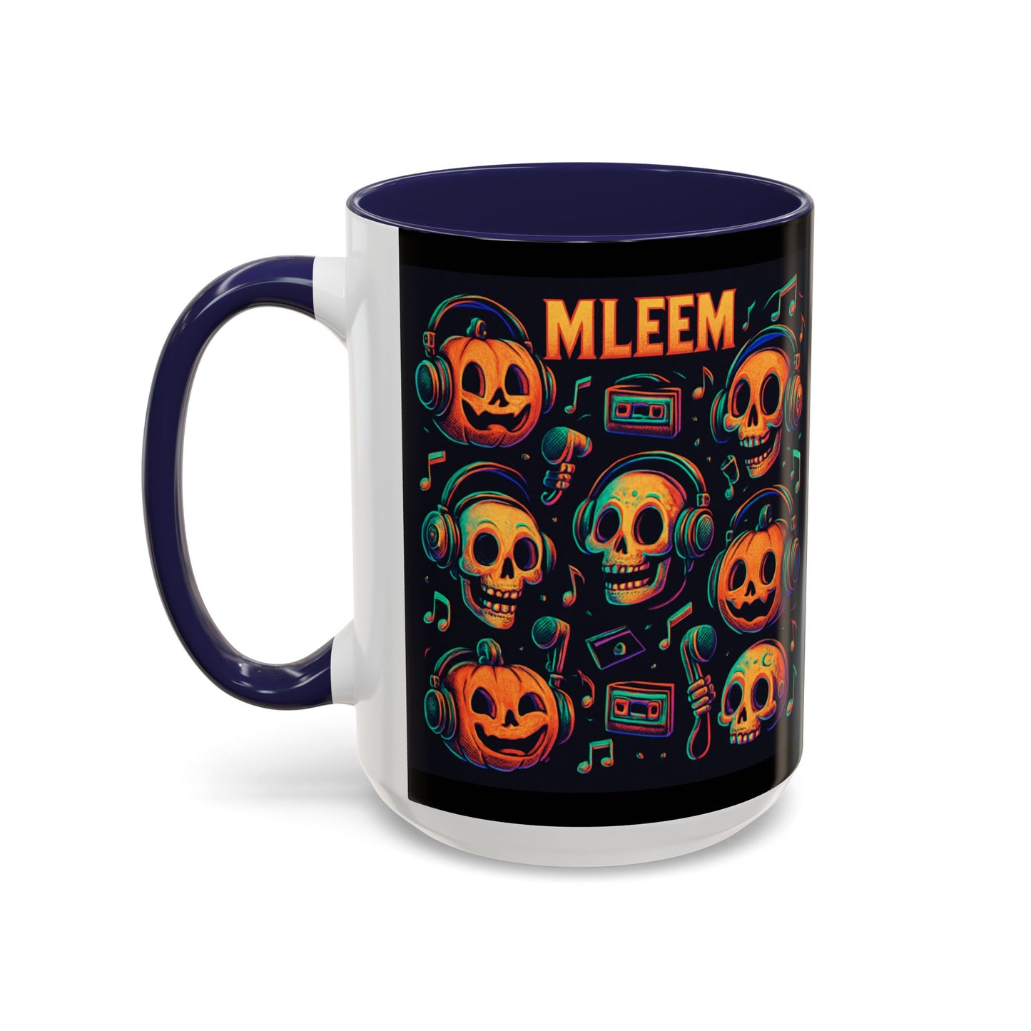 Halloween Skull Coffee Mug, Spooky Decor, Gift for Music Lovers, Pumpkin Head Mug, Halloween Party Favor