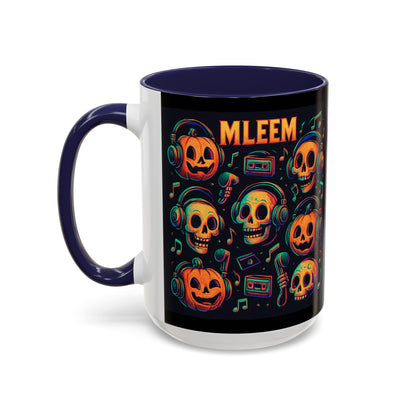 Halloween Skull Coffee Mug, Spooky Decor, Gift for Music Lovers, Pumpkin Head Mug, Halloween Party Favor