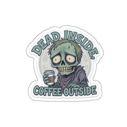 Zombie Coffee Lover Die-Cut Stickers, Cute Vinyl Stickers for Laptops, Drinkware, Halloween Decor, Funny Gifts, Zombie Aesthetic