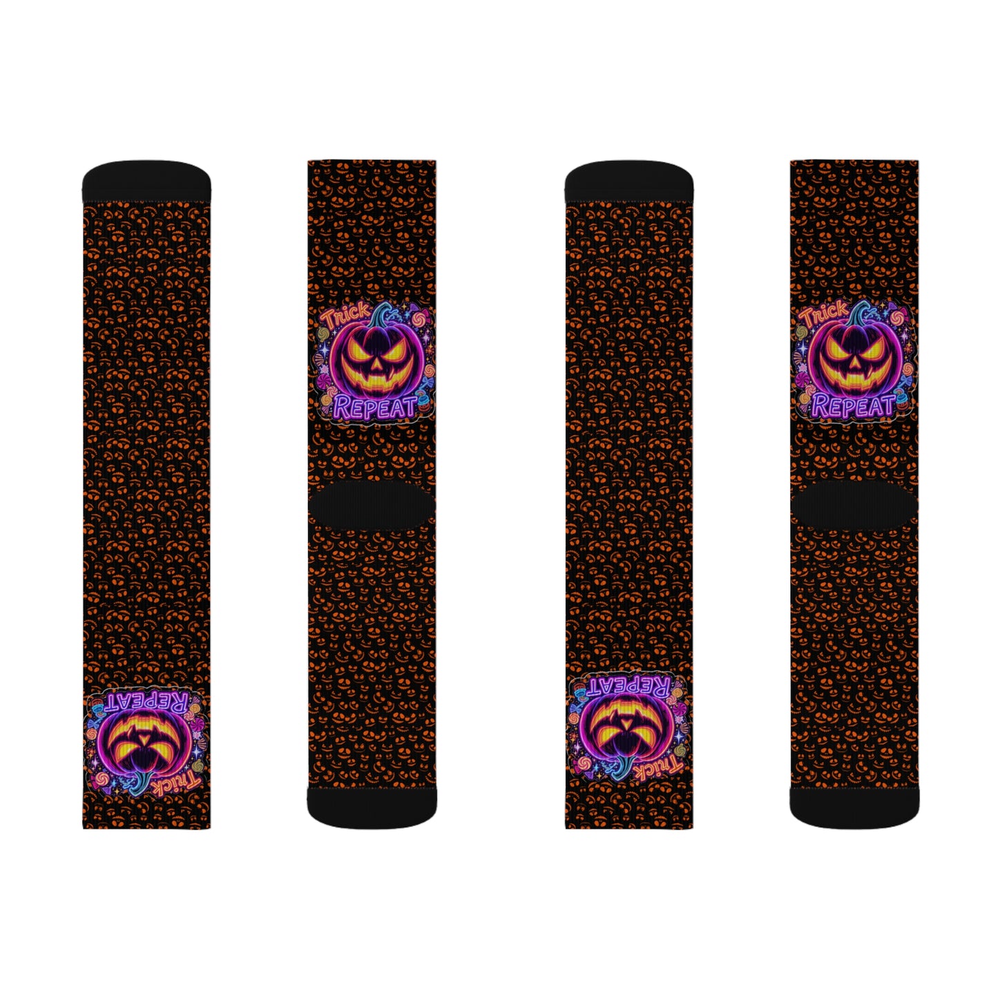 Halloween Themed Sublimation Socks, Custom Graphic Socks, Fun Holiday Gift, Trick or Treat Socks, Cozy Autumn Accessories