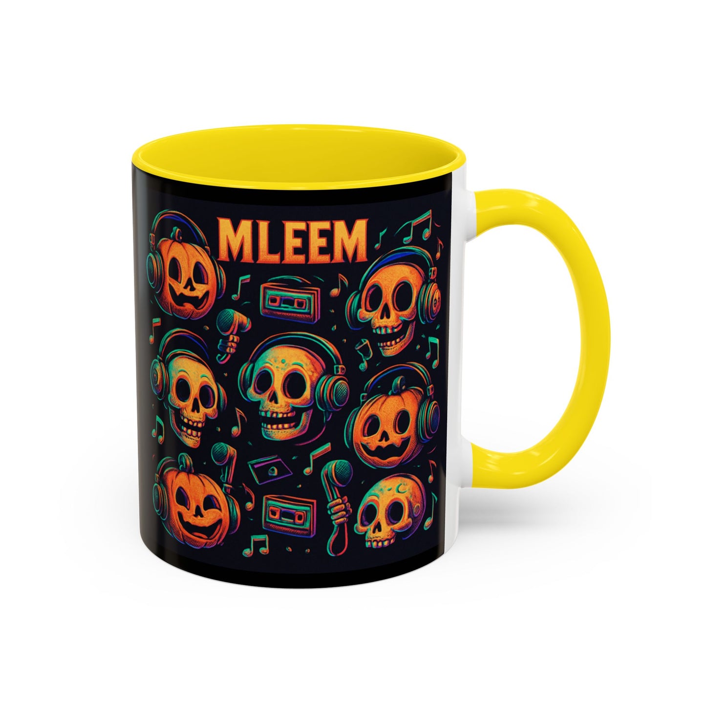 Halloween Skull Coffee Mug, Spooky Decor, Gift for Music Lovers, Pumpkin Head Mug, Halloween Party Favor