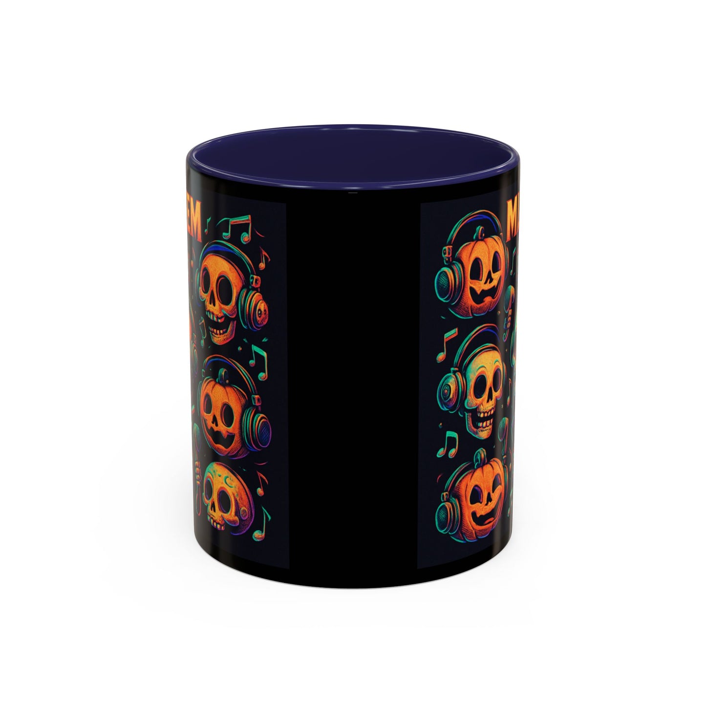 Halloween Skull Coffee Mug, Spooky Decor, Gift for Music Lovers, Pumpkin Head Mug, Halloween Party Favor