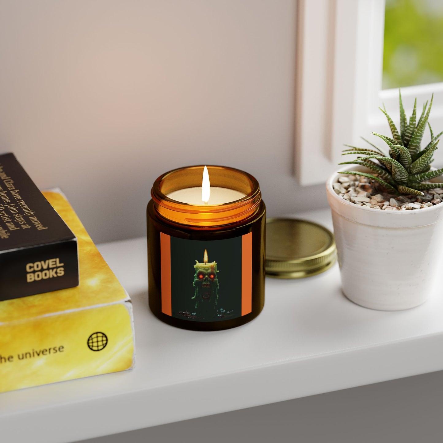 Coconut Apricot Candle with Spooky Vibe, Halloween Decor, Unique Gift, Cozy Atmosphere, Candle for Relaxation