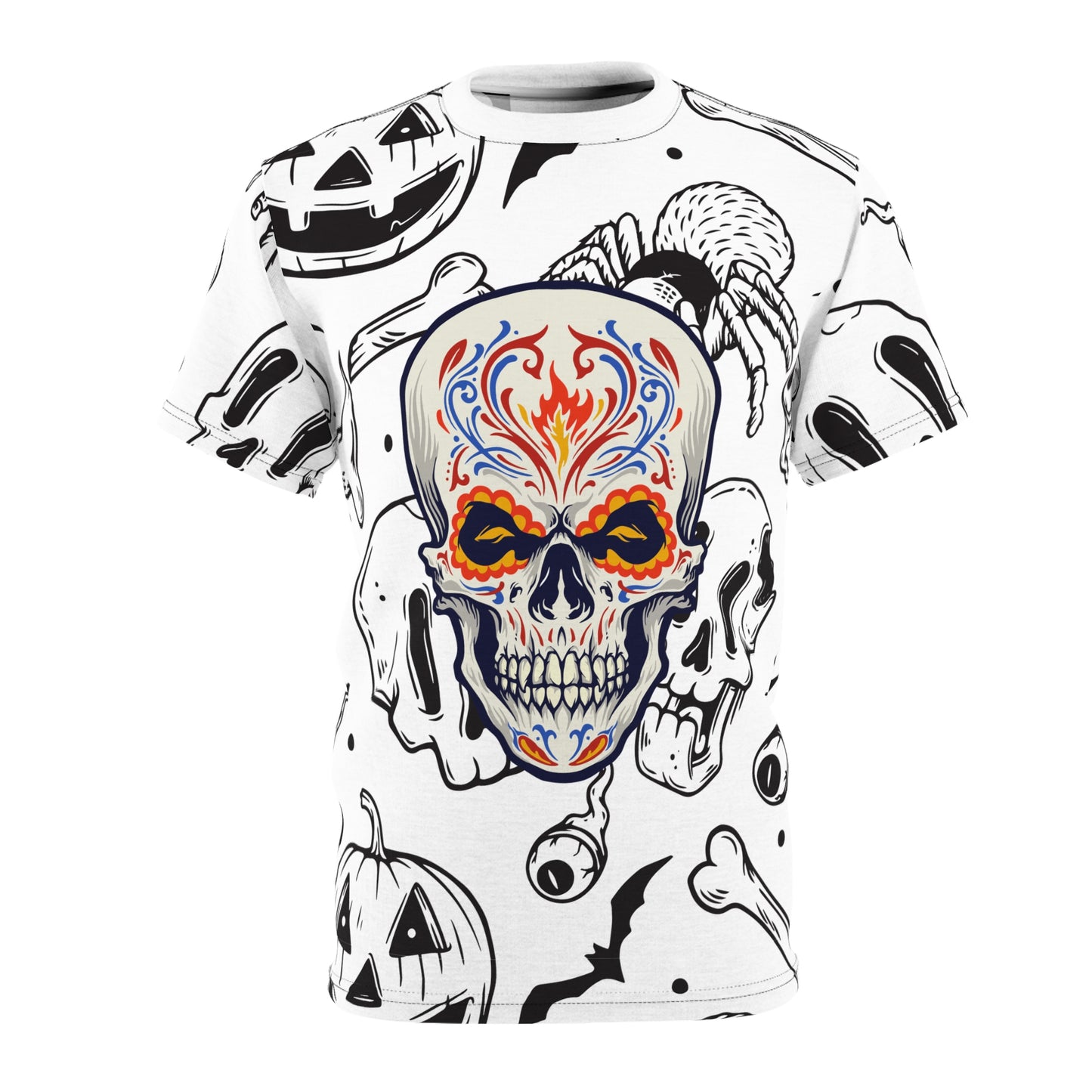 Halloween Skull Unisex Tee, Spooky T-Shirt, Party Wear, Alternative Fashion, Gift for Halloween Lovers
