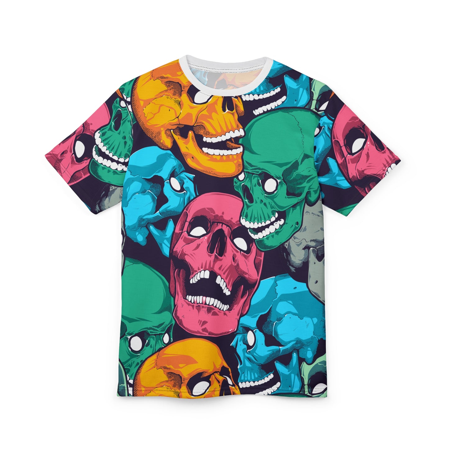 Colorful Skull Graphic Tee, Unisex T-Shirt, Halloween Apparel, Festival Wear, Edgy Street Style, Unique Gift
