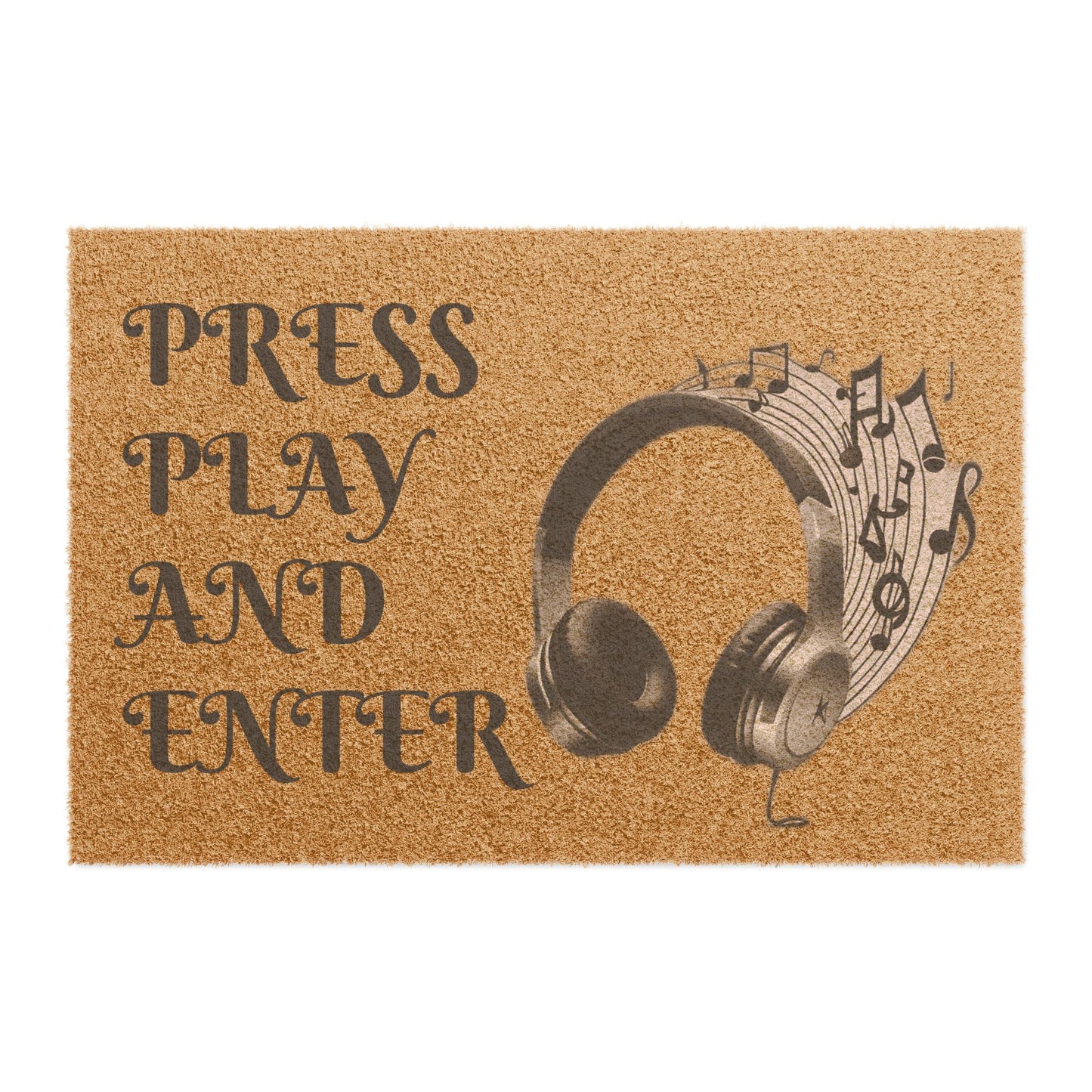 Musical Doormat - "Press Play and Enter" - Fun Home Decor, Music Lover Gift, Housewarming, Entertaining, Unique Entrance Mat