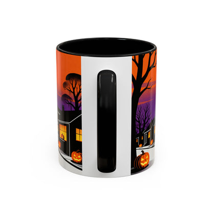 Halloween-Themed Accent Coffee Mug, Spooky Autumn Decor, Pumpkin Coffee Cup, Fall Gift, October Celebration
