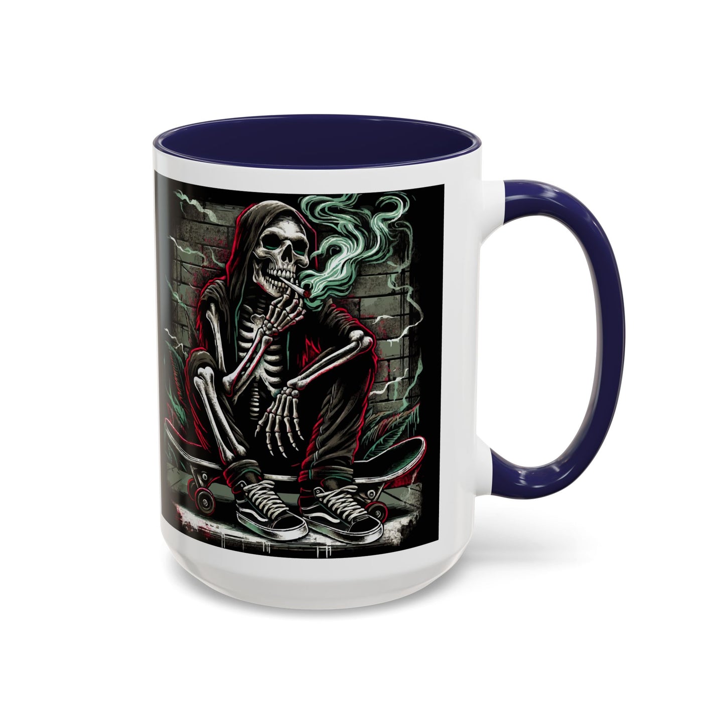 Gothic Skeleton Coffee Mug - Perfect for Halloween Decor, Gift for Skaters, Unique Drinkware, Spooky Vibe, 11 & 15oz Options