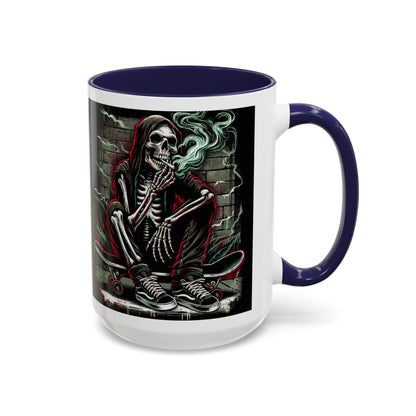 Gothic Skeleton Coffee Mug - Perfect for Halloween Decor, Gift for Skaters, Unique Drinkware, Spooky Vibe, 11 & 15oz Options