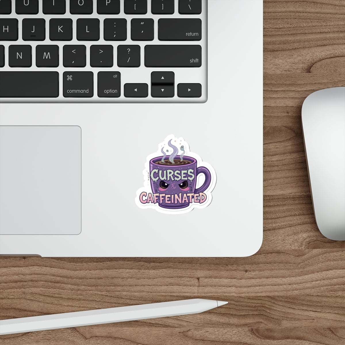 Caffeinated Curses Die-Cut Stickers, Funny Mug Stickers, Office Decor, Coffee Lover Gift, Laptop Stickers, Unique Art Stickers