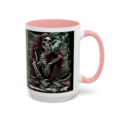 Gothic Skeleton Coffee Mug - Perfect for Halloween Decor, Gift for Skaters, Unique Drinkware, Spooky Vibe, 11 & 15oz Options