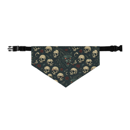 Gothic Pet Bandana, Skull Pattern Dog Accessory, Edgy Dog Fashion, Halloween Pet Wear, Unique Pet Gift