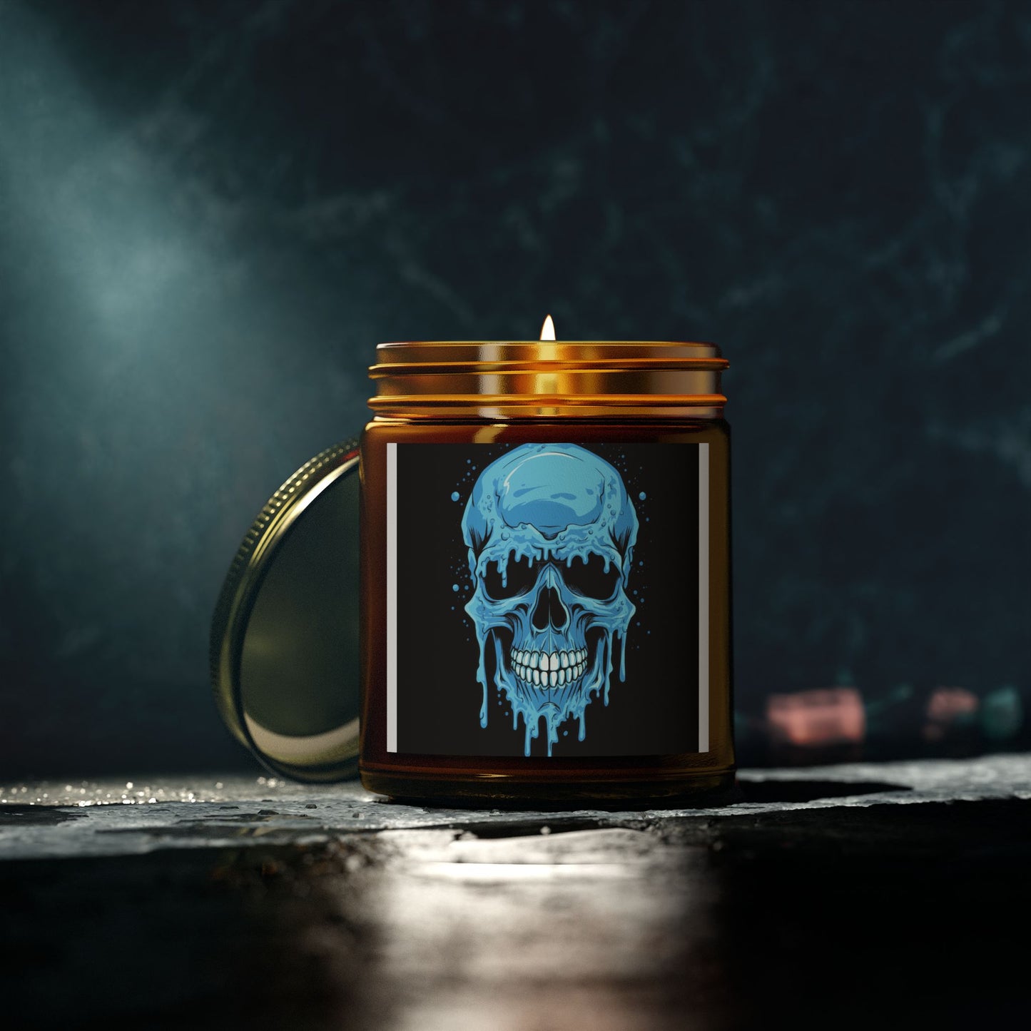 Chilling Skull Scented Candle - Coconut Apricot Wax, Dark Aesthetic Gifts, Home Decor, Occult Candles, Halloween Decor