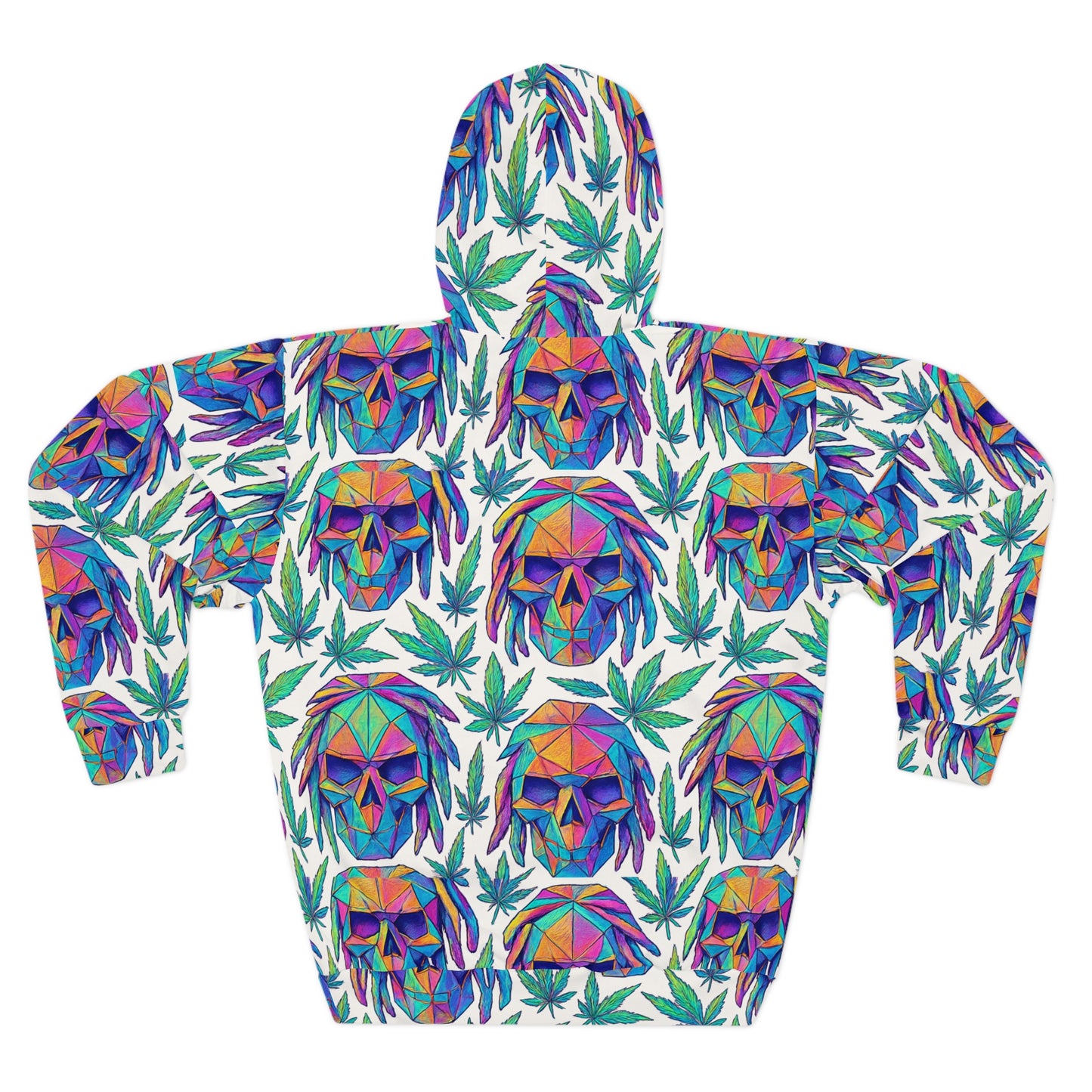 Colorful Skull & Leaf Unisex Pullover Hoodie, Graphic Hoodie, Streetwear, Festival Apparel, Gift for Him/Her/Teens, Cozy Hoodie
