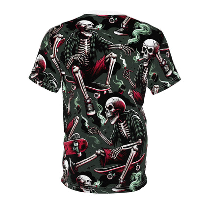 Skate Crew Unisex Tee, Edgy Skeleton Shirt, Cool Graphic T-Shirt, Streetwear Fashion, Gift for Skaters, Halloween Apparel