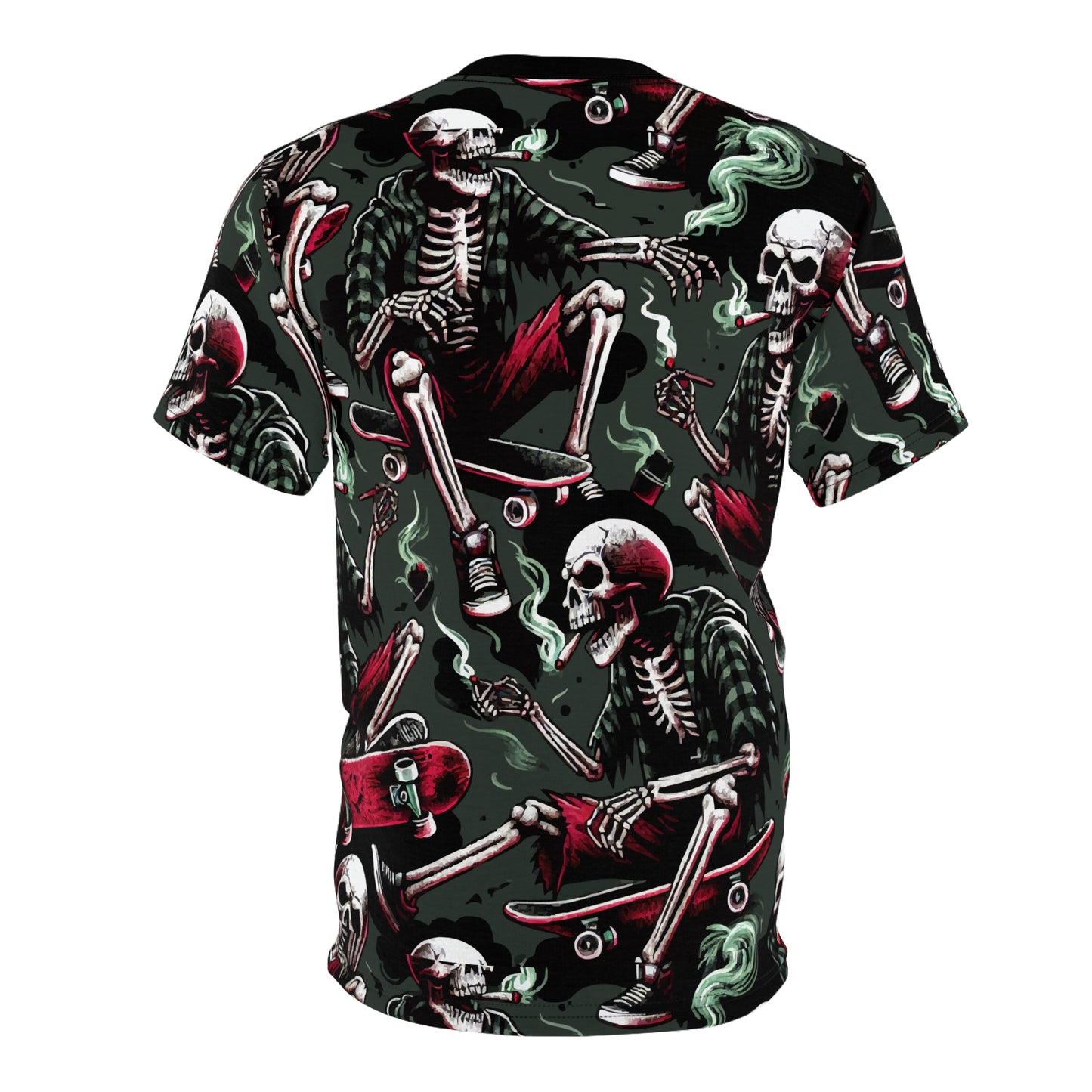 Cursed Skeleton Tee, Unisex Cut & Sew Shirt, Edgy Graphic Tee, Skateboarding Apparel, Halloween Costume Top, Alternative Fashion