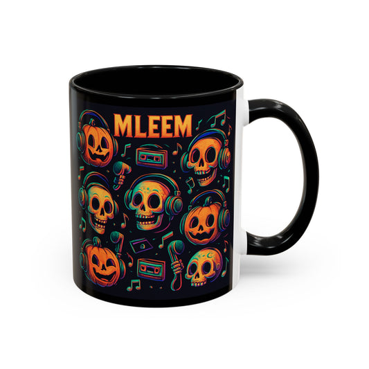 Halloween Skull Coffee Mug, Spooky Decor, Gift for Music Lovers, Pumpkin Head Mug, Halloween Party Favor