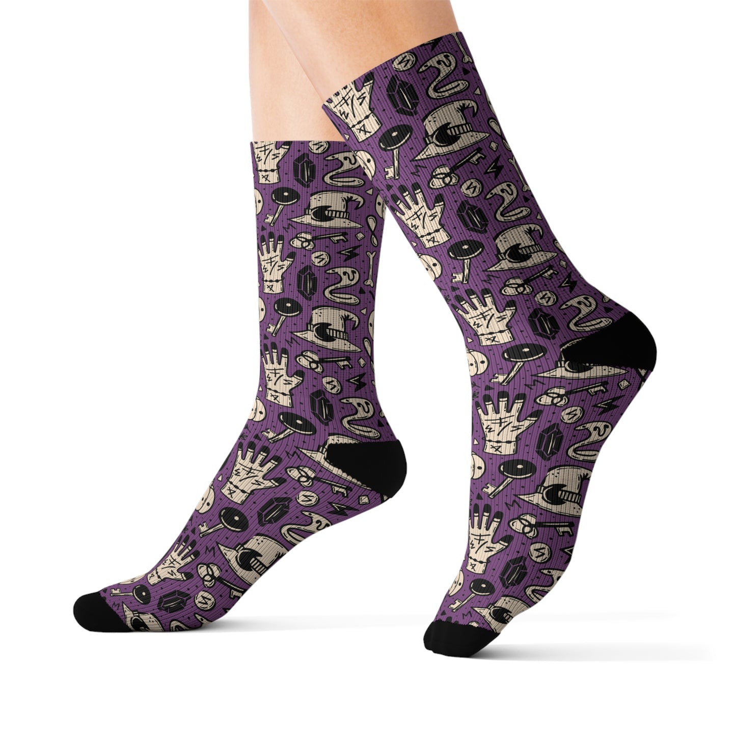 Mystical Patterned Socks, Unique Gift for Occult Lovers, Halloween Accessories, Cozy Footwear, Spooky Vibe