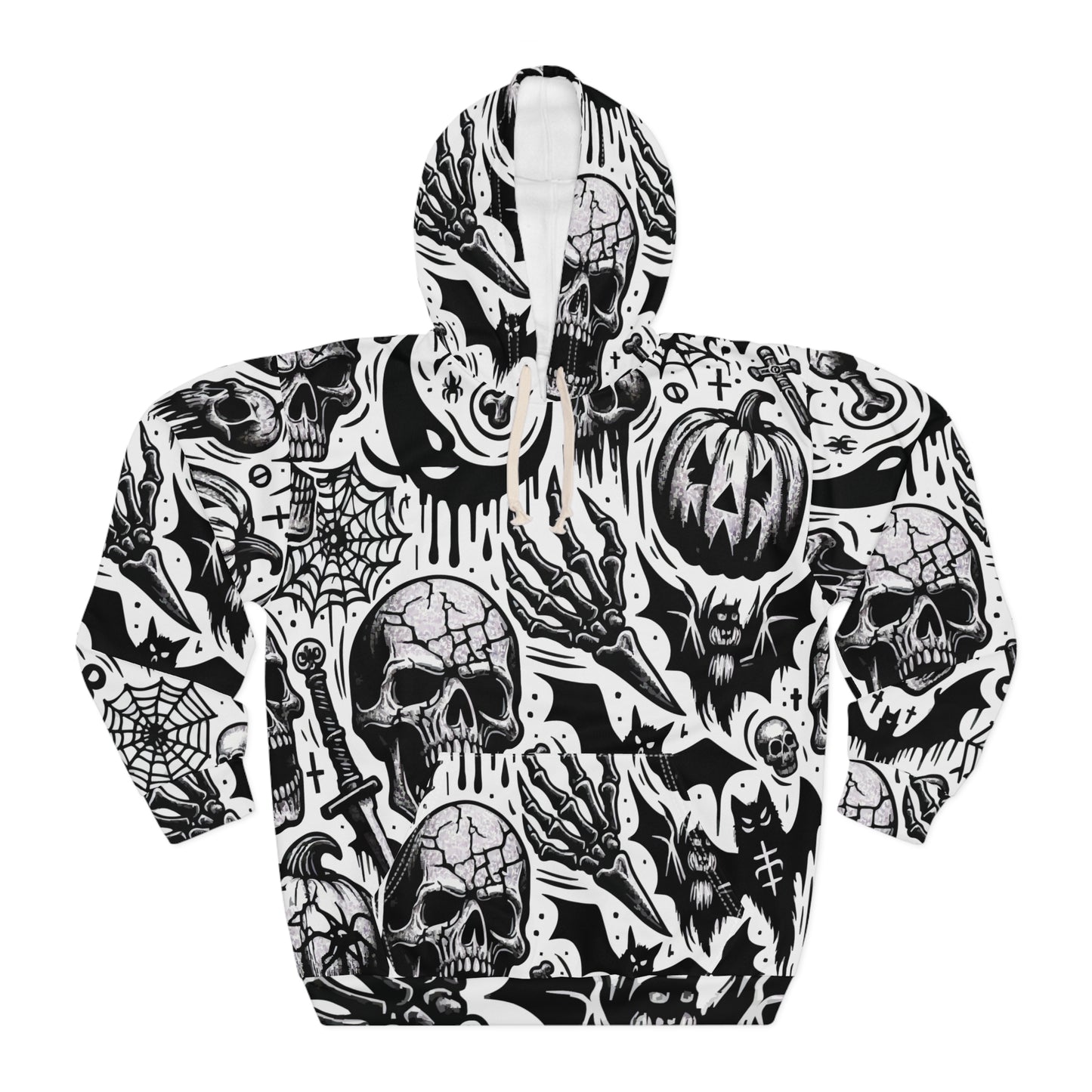 Gothic Skull Print Hoodie – Spooky Style for Halloween
