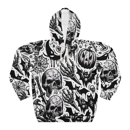 Gothic Skull Print Hoodie – Spooky Style for Halloween