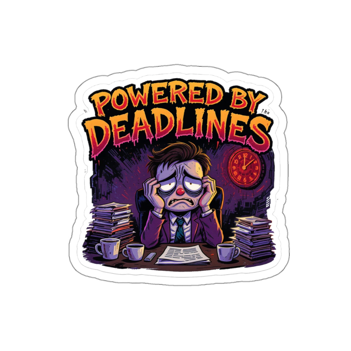 Humorous Die-Cut Stickers for Office Decor, Great for Students, Gift for Colleagues, Powered by Deadlines, Laptop Stickers, Fun Desk [...]