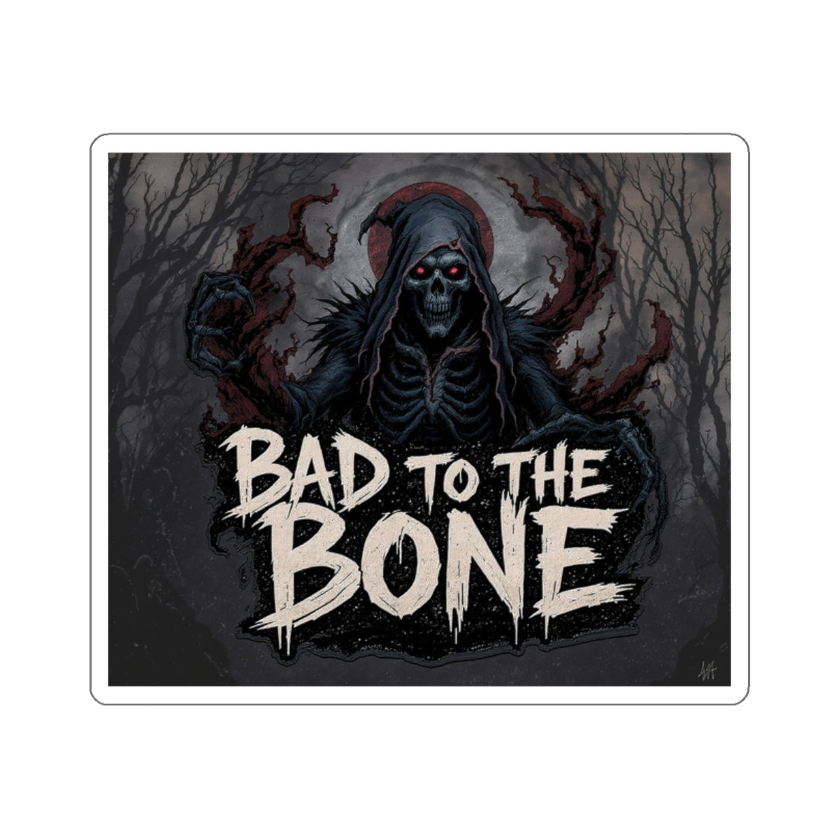 Bad to the Bone Die-Cut Stickers | Edgy Skull Decor, Laptop Decorations, Halloween Party Favors, Punk Aesthetic Accessories, Gift Stickers