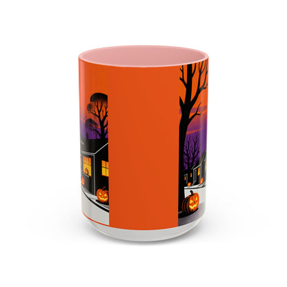 Halloween-Themed Accent Coffee Mug, Spooky Autumn Decor, Pumpkin Coffee Cup, Fall Gift, October Celebration