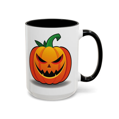 Halloween Pumpkin Accent Mug | Spooky Coffee Cup | Fall Decor | Pumpkin Art | Gift for Halloween Lovers, 11oz, 15oz