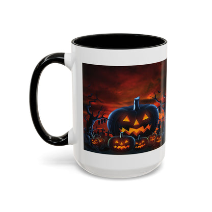Halloween Pumpkin Accent Mug, Spooky Coffee Cup, Fall Decor, Trick or Treat Gift, Dark Themed Drinkware, Halloween 2023,