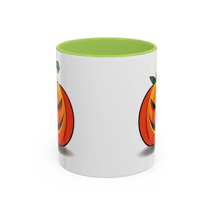 Halloween Pumpkin Accent Mug | Spooky Coffee Cup | Fall Decor | Pumpkin Art | Gift for Halloween Lovers, 11oz, 15oz