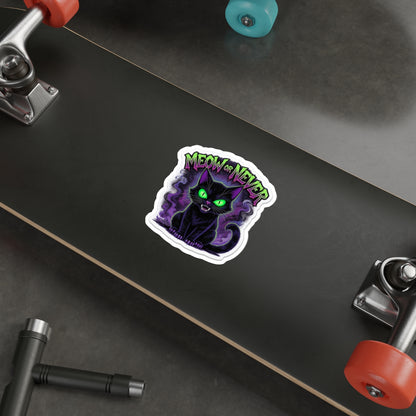 Meow or Never Cat Die-Cut Stickers, Cute Cat Lover Gift, Halloween Decor, Laptop Stickers, Witchy Aesthetic, Fun Cat Art