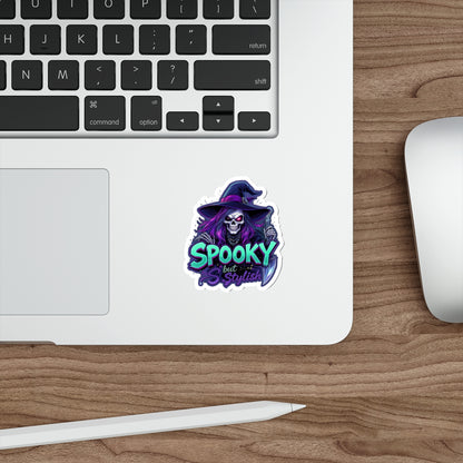 Spooky Witch Die-Cut Sticker | Halloween Decor, Cool Vinyl Decal, Witchy Gifts, Laptop Stickers, Boho Aesthetic