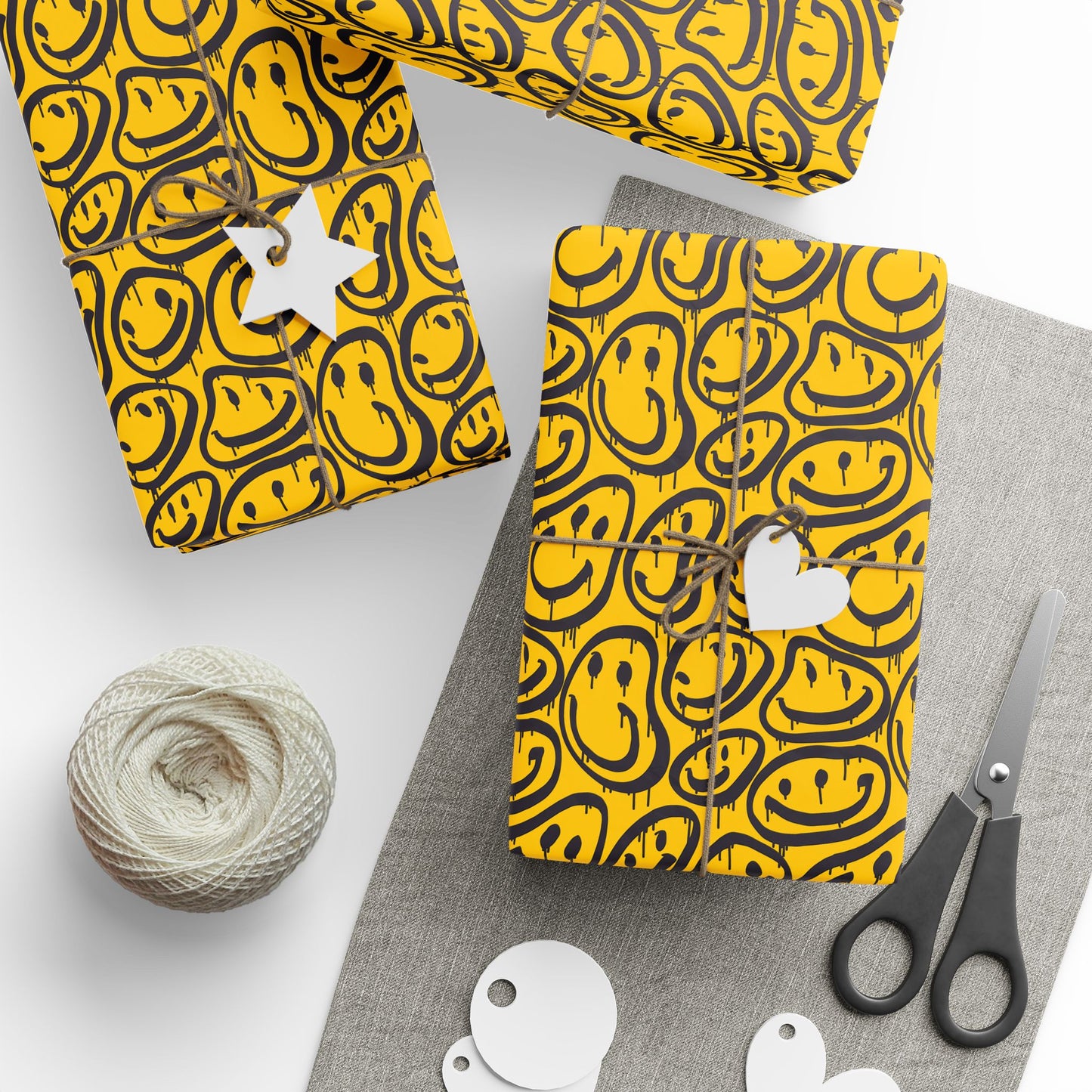 Stylish Wrapping Paper Roll, Unique Gift Wrap for Birthdays, Holidays, Anniversaries, DIY Crafts, Yellow Black Design