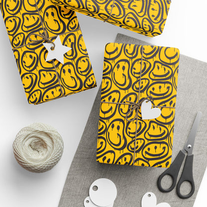 Stylish Wrapping Paper Roll, Unique Gift Wrap for Birthdays, Holidays, Anniversaries, DIY Crafts, Yellow Black Design