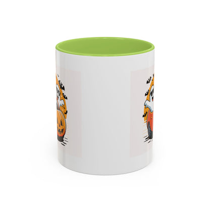 Halloween Ghost Car Coffee Mug, Spooky Mug for Fall, Pumpkin Spice Coffee Cup, Halloween Theme Drinkware, Funny Ghost Mug