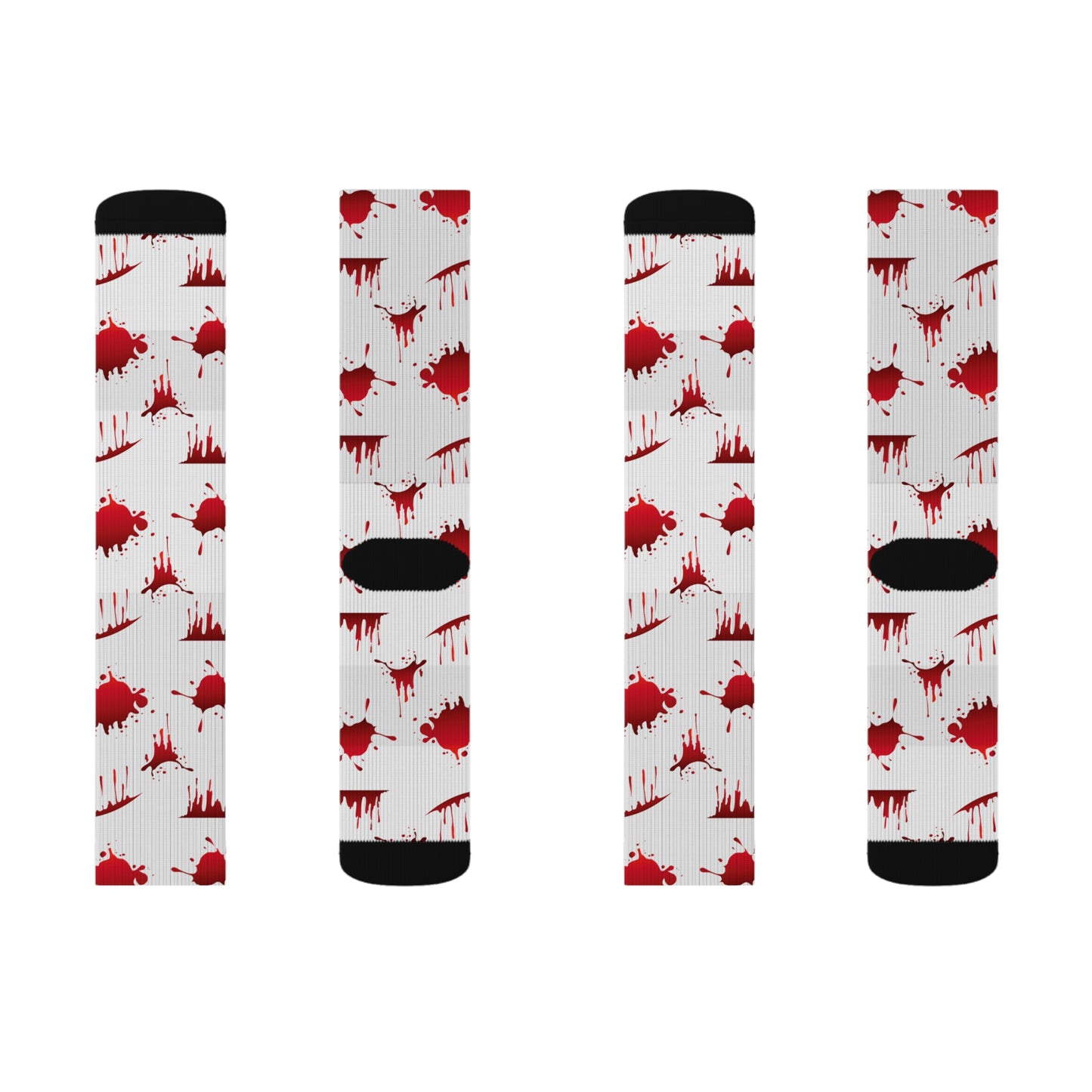 Blood Splatter Sublimation Socks, Unique Fun Socks for Halloween, Gift for Horror Fans, Stylish Casual Wear, Statement Accessories