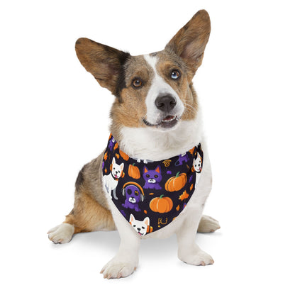 Halloween Pet Bandana Collar, Dog Costume Accessory, Fall Pet Apparel, Pumpkin Print Dog Scarf, Cute Dog Bandana for Dogs