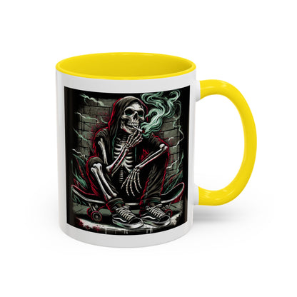 Gothic Skeleton Coffee Mug - Perfect for Halloween Decor, Gift for Skaters, Unique Drinkware, Spooky Vibe, 11 & 15oz Options