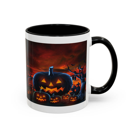 Halloween Pumpkin Accent Mug, Spooky Coffee Cup, Fall Decor, Trick or Treat Gift, Dark Themed Drinkware, Halloween 2023,